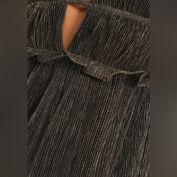 Spotlight on You Black and Gold Metallic Maxi Dress: Size M, Colour Black & Gold - Picture 4 of 5